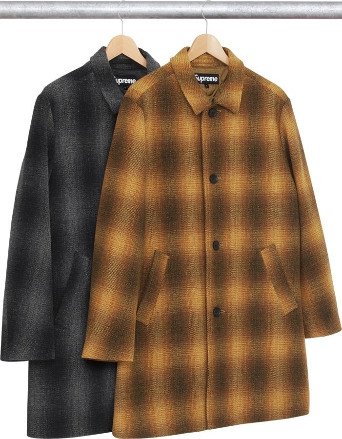 Shadow Plaid Wool Overcoat